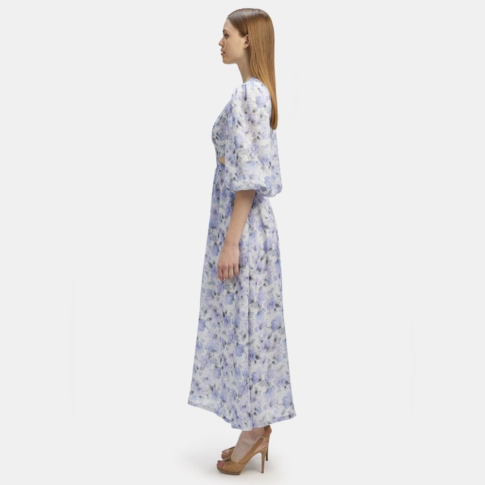 Bardot NWOT Romantic Puff Sleeve Cut Out Floral Maxi Summer Resort Dress (XL) - Picture 11 of 12